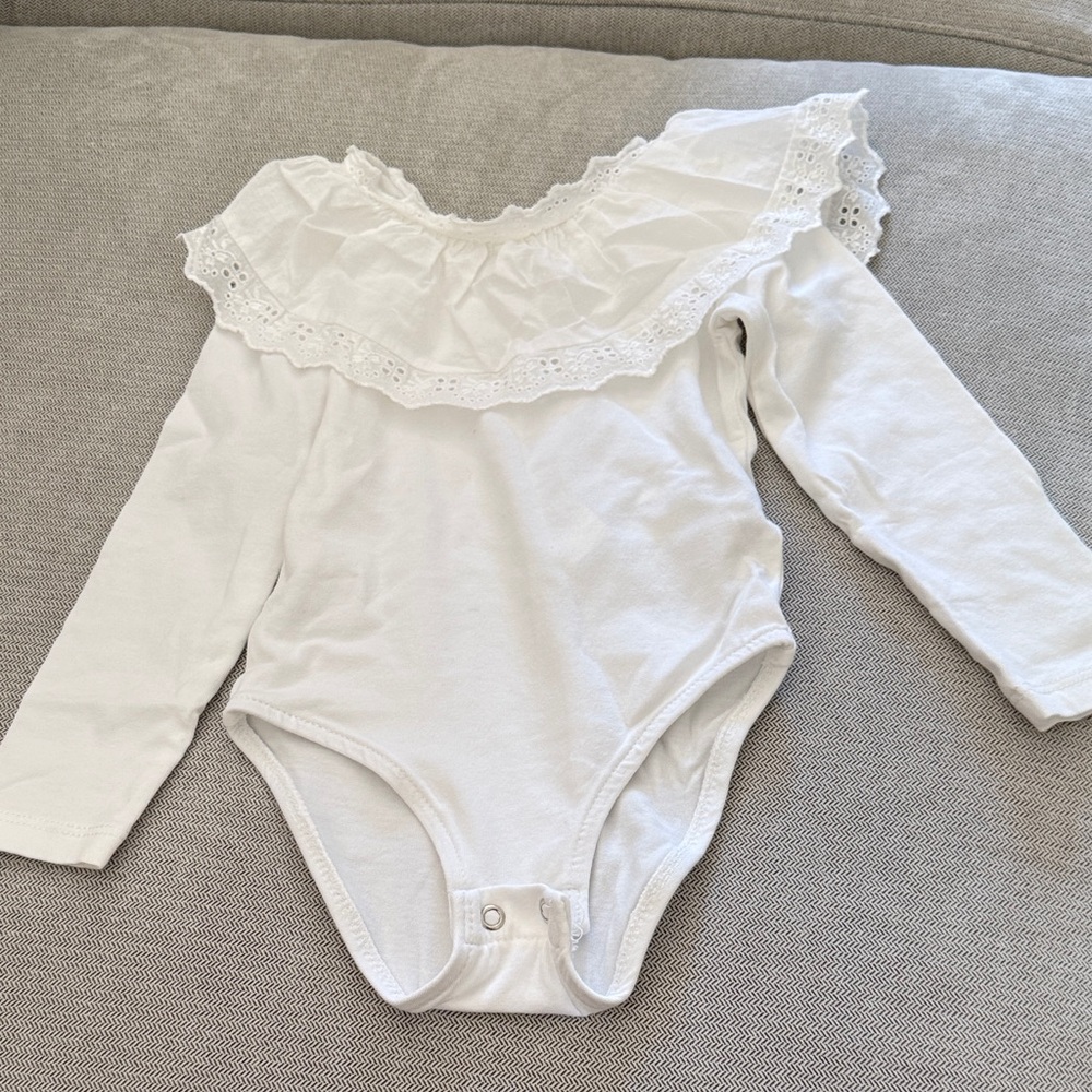 White Ruffled Kids One Piece- Zara
